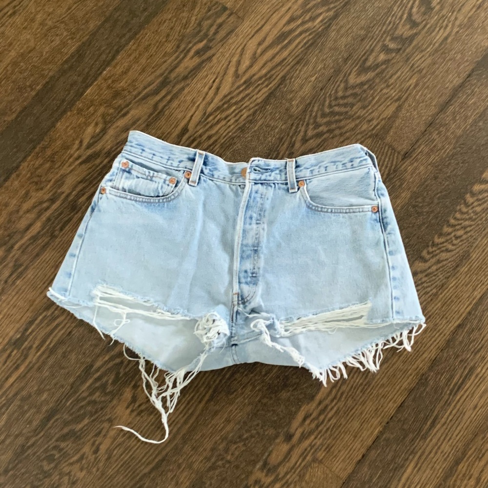 Light wash jean shorts